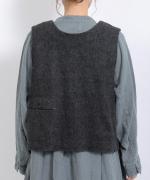 ヘリンボンウールシャギー　2wayベスト